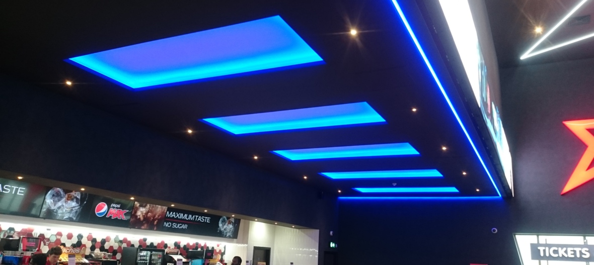 LED ceiling coffers.